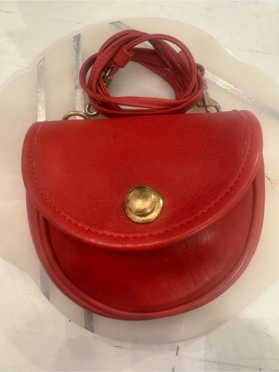 Coach Handbags - Vintage Coach Belt Bag Crossbody Shoulder Fanny Pack Pouch Red Leather Push Lock